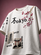 Tokyo Blossom Embroidery Premium Boys Relaxed Fit T-Shirt – White