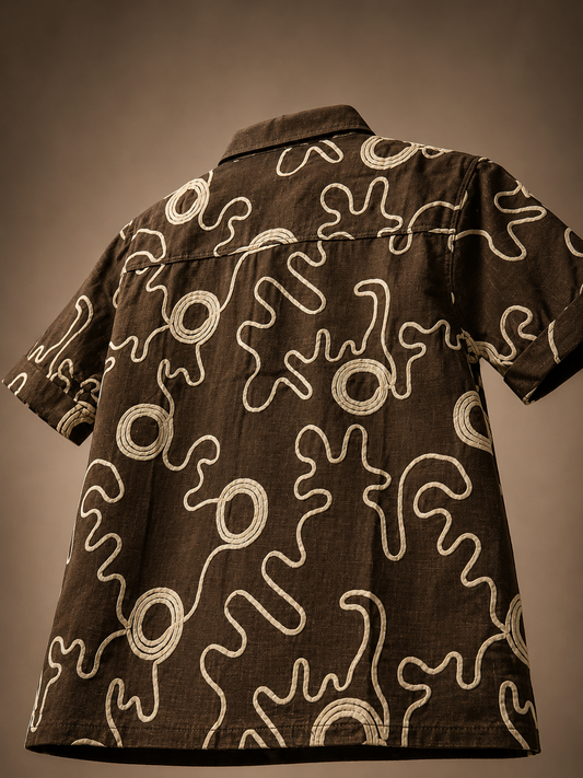 Abstract Print Premium Embroidered Cuban Collar Shirt